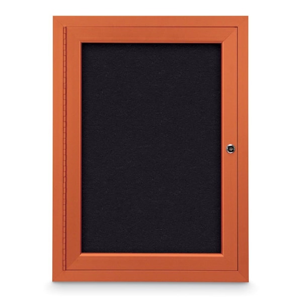 Slim Enclosed Corkboard, 11"x13-1/2", Bronze Alum Frame/Burgundy